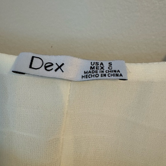 Dex Ruffled Cream Colored Linen lined Dress Sz S - Picture 6 of 8